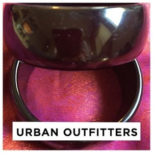 2 Urban Outfitters shiny black bangle bracelets